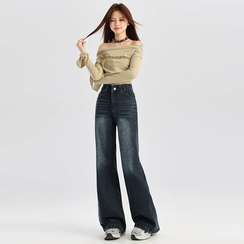 Designer's Blue Grey Micro Horn Loose Wide Leg Jeans for Women, High Waist, Spring and Autumn New Style, Slim and Floor Pants
Designer's Blue Grey Micro Horn Loose Wide Leg Jeans for Women, High Waist, Spring and Autumn New Style, Slim and Floor Pants