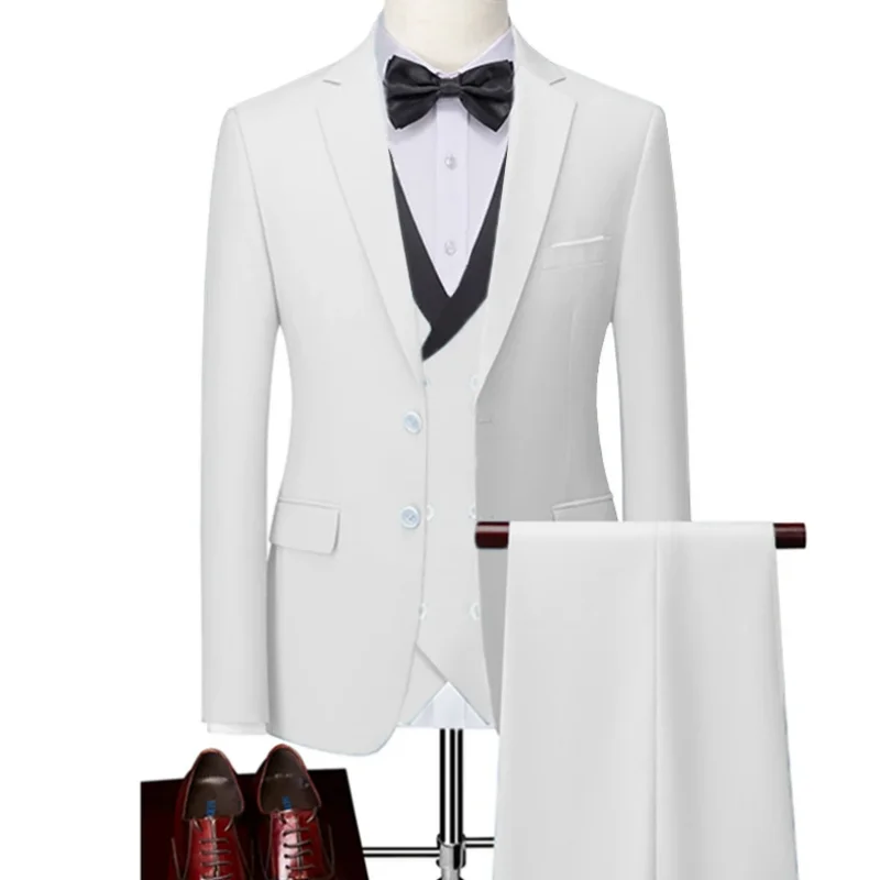 Men Suit 3 Pieces White Solid Double Button Slim Fit Business Casual Suitable Wedding Banquet Jacket Vest With Pants
Men Suit 3 Pieces White Solid Double Button Slim Fit Business Casual Suitable Wedding Banquet Jacket Vest With Pants