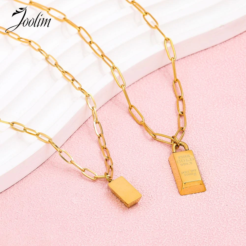 Joolim Jewelry Wholesale Waterproof&No Fade Fashion Paper Pin Chain Luxury Solid Block Pendant Stainless Steel Necklace for Wom
Joolim Jewelry Wholesale Waterproof&No Fade Fashion Paper Pin Chain Luxury Solid Block Pendant Stainless Steel Necklace for Wom