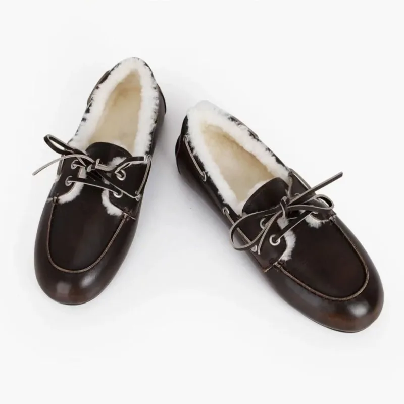 Autumn Winter Retro Brown Soft Leather Loafers for Women Comfortable Warm Fleece Lined Flats British Style Commuter Office Shoes
Autumn Winter Retro Brown Soft Leather Loafers for Women Comfortable Warm Fleece Lined Flats British Style Commuter Office Shoes
