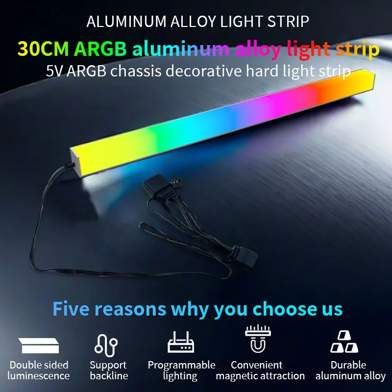 ARGB корпус компьютера световая полоса из алюминиевого сплава RGB освещение украшения неоновый свет светодиодная жесткая световая полоса
ARGB корпус компьютера световая полоса из алюминиевого сплава RGB освещение украшения неоновый свет светодиодная жесткая световая полоса