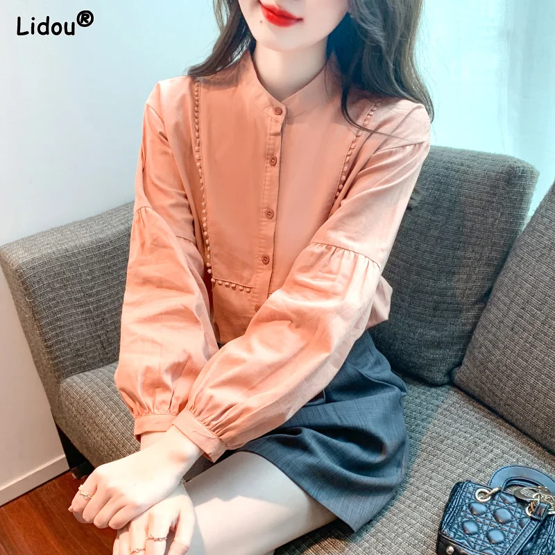 Dignified Sweet Tops Stand Collar Button Solid Temperament Loose Patchwork Pleated Blouses Elegant Fashion Women's Clothing 2023
Dignified Sweet Tops Stand Collar Button Solid Temperament Loose Patchwork Pleated Blouses Elegant Fashion Women's Clothing 2023