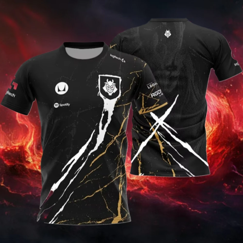 Новинка 2023 года, летняя футболка G2 Sports для соревнований по киберспорту, футболка 3DT с круглым вырезом, дышащая и впитывающая пот рубашка
Новинка 2023 года, летняя футболка G2 Sports для соревнований по киберспорту, футболка 3DT с круглым вырезом, дышащая и впитывающая пот рубашка