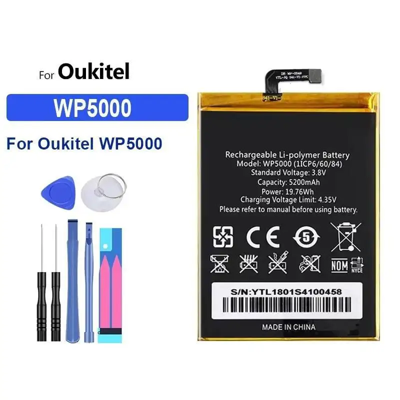 Аккумулятор мобильного телефона 5200 мАч для Oukitel WP5000, долговечный, большой емкости
Аккумулятор мобильного телефона 5200 мАч для Oukitel WP5000, долговечный, большой емкости