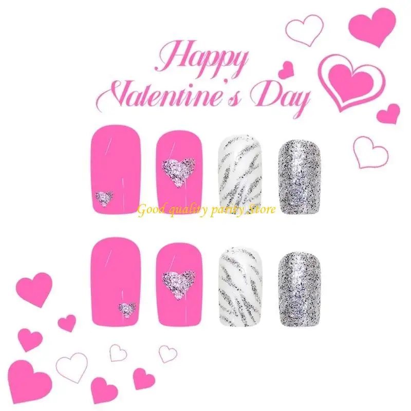 M4YA 24pcs Valentine's Day Silver Glittering Heart Tips Press on Fashionable False for a Stylish Look
M4YA 24pcs Valentine's Day Silver Glittering Heart Tips Press on Fashionable False for a Stylish Look