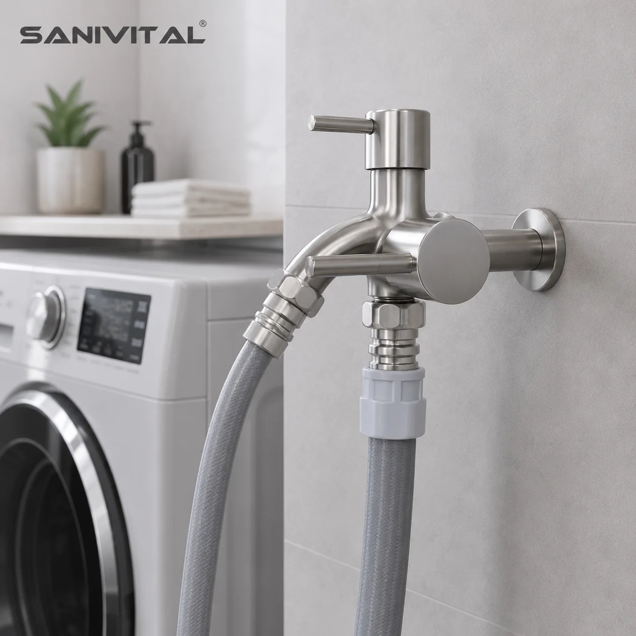 SANIVITAL Dual Control Wall Mount Laundry Tap Stainless Steel Two Way Washing Machine Utility Water Faucet
SANIVITAL Dual Control Wall Mount Laundry Tap Stainless Steel Two Way Washing Machine Utility Water Faucet