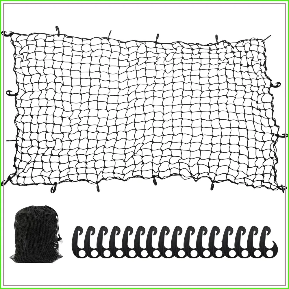 7'x5' Heavy Duty Bungee Cargo Net, Stretches to 14'x10' with 12 Adjustable Hooks for Roof Rack & Truck Bed
7'x5' Heavy Duty Bungee Cargo Net, Stretches to 14'x10' with 12 Adjustable Hooks for Roof Rack & Truck Bed