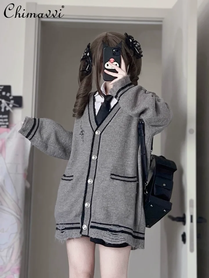 Original Japanese Gothic Style Distressed Embroidered Hollow Cardigan Autumn New Subculture Dark Girl Loose Y2K Sweater Jacket
Original Japanese Gothic Style Distressed Embroidered Hollow Cardigan Autumn New Subculture Dark Girl Loose Y2K Sweater Jacket