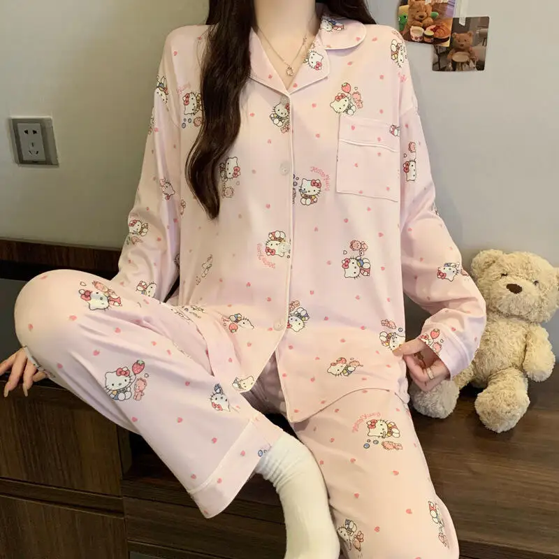 Горячие женские пижамы в стиле аниме «Hello Kitty», повседневная одежда для подростков, Sanrios, домашняя одежда в стиле каваи с героями мультфильмов, брюки с длинными рукавами для девочек
Горячие женские пижамы в стиле аниме «Hello Kitty», повседневная одежда для подростков, Sanrios, домашняя одежда в стиле каваи с героями мультфильмов, брюки с длинными рукавами для девочек