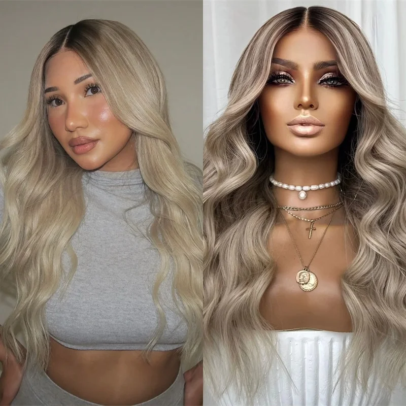 Soft Body Wave Wig Middle Part Ombre Ash Blonde Synthetic HD Lace Front Wig with Roots Free Part Daily Cosplay Wig for Women
Soft Body Wave Wig Middle Part Ombre Ash Blonde Synthetic HD Lace Front Wig with Roots Free Part Daily Cosplay Wig for Women