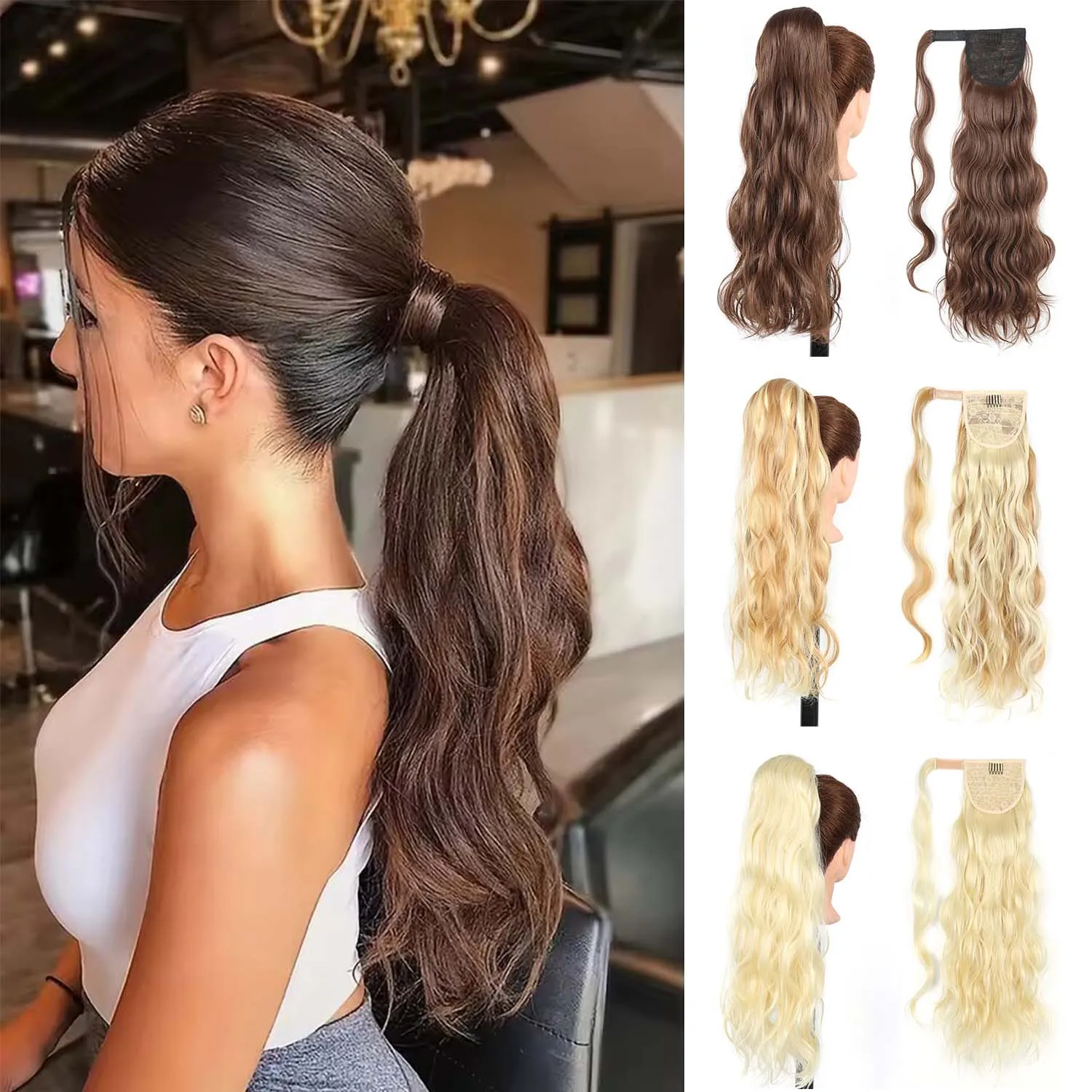 Synthetic Long Curly Ponytail Extension Magic Paste Heat Resistant Wavy Wrap Around Ponytail Hairpieces for Women Girls
Synthetic Long Curly Ponytail Extension Magic Paste Heat Resistant Wavy Wrap Around Ponytail Hairpieces for Women Girls