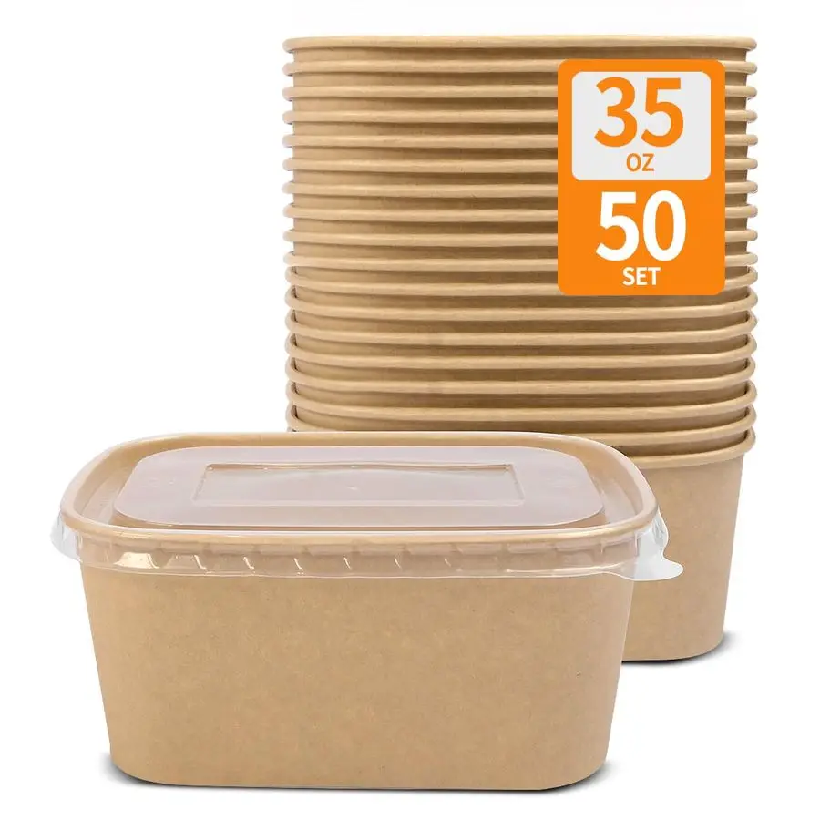 50 Pack 35 oz Paper Food Containers with Lids, Paper Meal Prep Containers Microwavable and Freezer Use Cardboard Food Concertina
50 Pack 35 oz Paper Food Containers with Lids, Paper Meal Prep Containers Microwavable and Freezer Use Cardboard Food Concertina