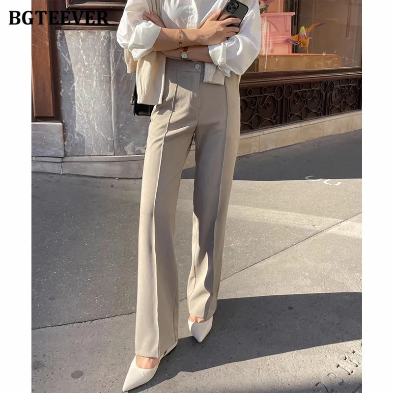 BGTEEVER Elegant Straight Trousers for Women Fashion High Waist Wide Leg Suit Pants Female
BGTEEVER Elegant Straight Trousers for Women Fashion High Waist Wide Leg Suit Pants Female
