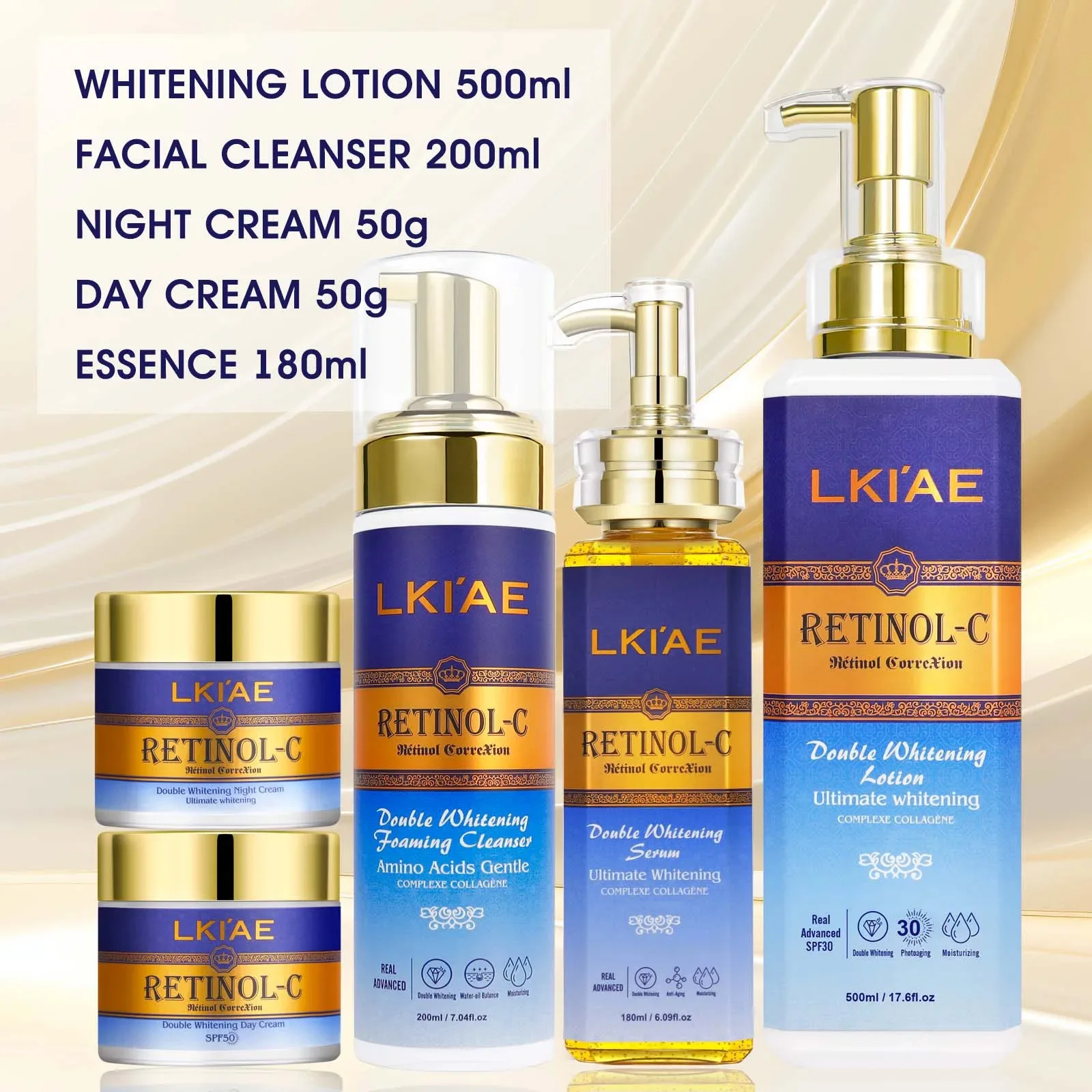 LKIAE Advanced Retinol Whitening Skin Care Set for All Skin Types, Moisturizing, Reduce Wrinkle, Dark Spot, Melanin, Smooth Skin
LKIAE Advanced Retinol Whitening Skin Care Set for All Skin Types, Moisturizing, Reduce Wrinkle, Dark Spot, Melanin, Smooth Skin
