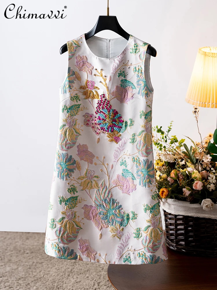 Французское элегантное светское темпераментное летнее платье с круглым вырезом без рукавов, расшитое бисером и бриллиантами, с высокой талией, тонкое короткое платье трапециевидной формы для женщин
Французское элегантное светское темпераментное летнее платье с круглым вырезом без рукавов, расшитое бисером и бриллиантами, с высокой талией, тонкое короткое платье трапециевидной формы для женщин