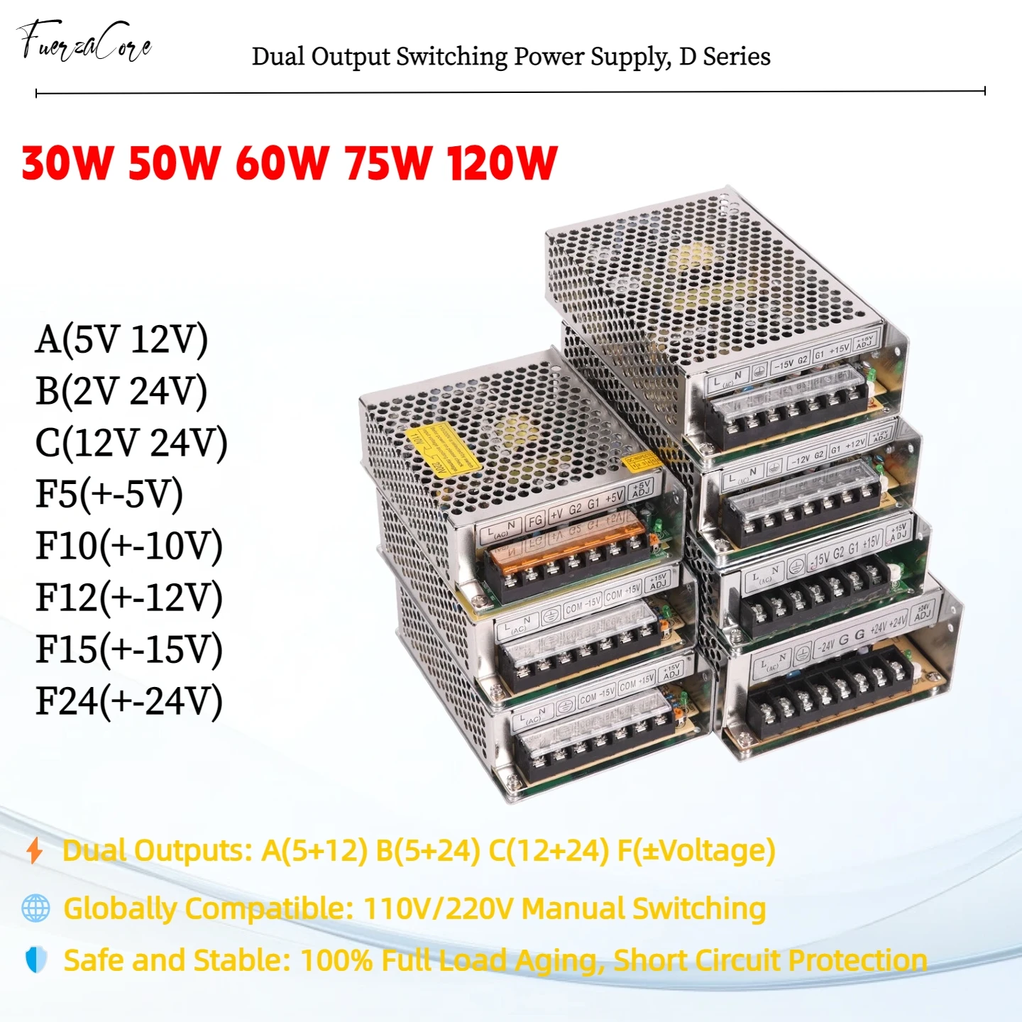 Двухканальный блок питания 30W 50W 60W 75W 120W SMPS 5V 10V 12V 15V 24V ±5V ±10V ±12V ±15V ±24V AC100-240V для светодиодных ламп, телевизоров, двигателей.
Двухканальный блок питания 30W 50W 60W 75W 120W SMPS 5V 10V 12V 15V 24V ±5V ±10V ±12V ±15V ±24V AC100-240V для светодиодных ламп, телевизоров, двигателей.