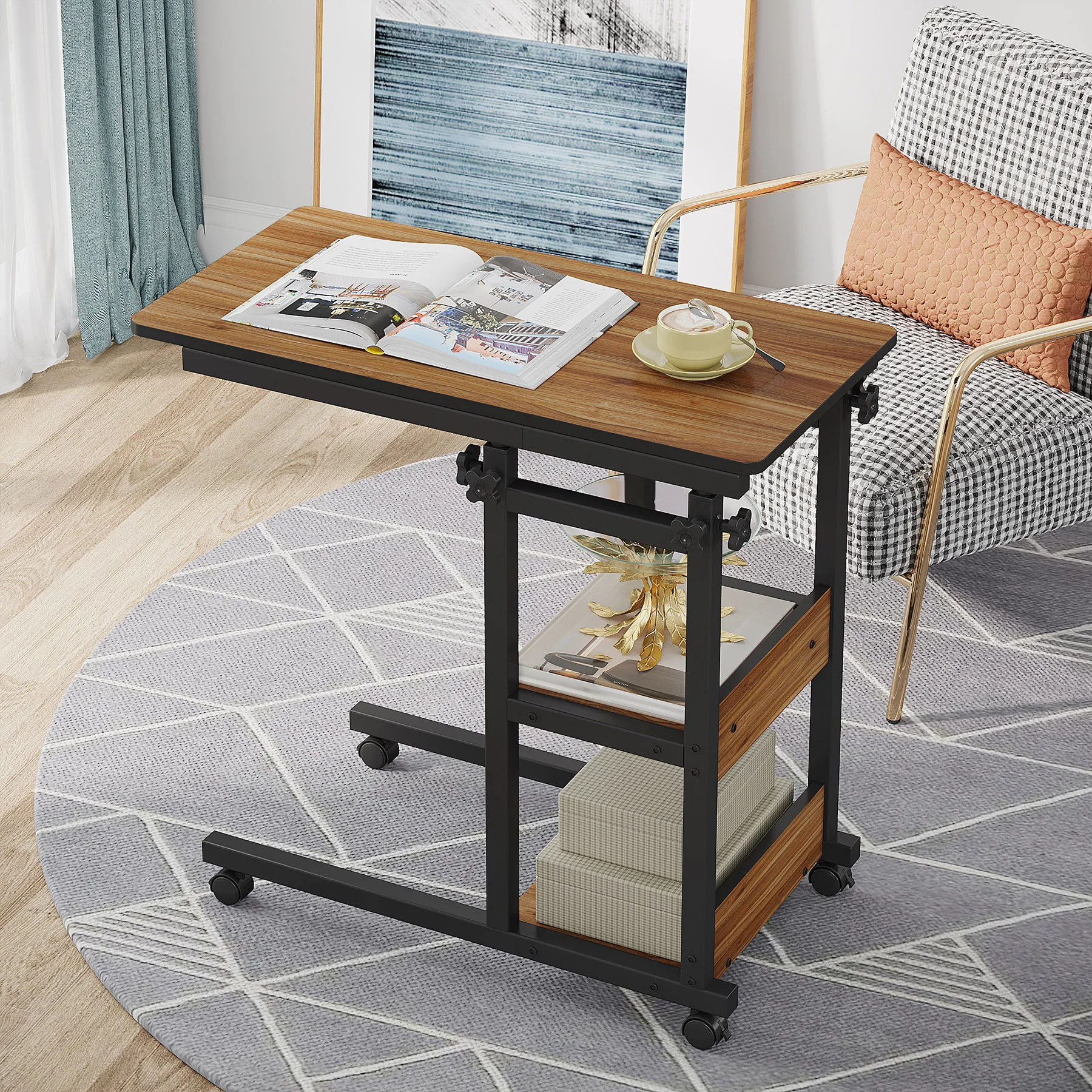 Tribesigns Snack Side Table, Mobile End Table Height Adjustable Bedside Table Laptop Rolling Cart C Shaped TV Tray with Storage
Tribesigns Snack Side Table, Mobile End Table Height Adjustable Bedside Table Laptop Rolling Cart C Shaped TV Tray with Storage
