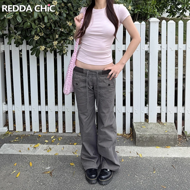 REDDACHiC Drawstring Cargo Jeans for Women Vintage Korea Relaxed Fit Low Waist Patchwork Bootcut Denim Trousers Y2K Acubi Fahion
REDDACHiC Drawstring Cargo Jeans for Women Vintage Korea Relaxed Fit Low Waist Patchwork Bootcut Denim Trousers Y2K Acubi Fahion