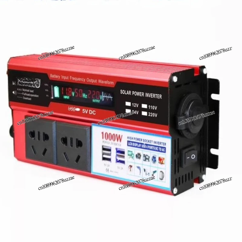 Plug-in 1000W Inverter Power Converter 12V/24V To 220V with LCD Screen 4 USB Ports
Plug-in 1000W Inverter Power Converter 12V/24V To 220V with LCD Screen 4 USB Ports