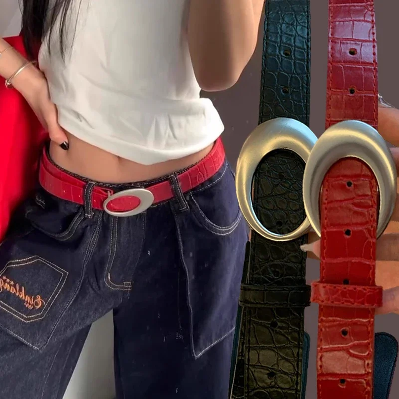 Vintage American Belt Crocodile Lines for Women Men Fashion Pu Leather Punk Metal Buckle Jeans Pants Advanced Red Waist Belts
Vintage American Belt Crocodile Lines for Women Men Fashion Pu Leather Punk Metal Buckle Jeans Pants Advanced Red Waist Belts