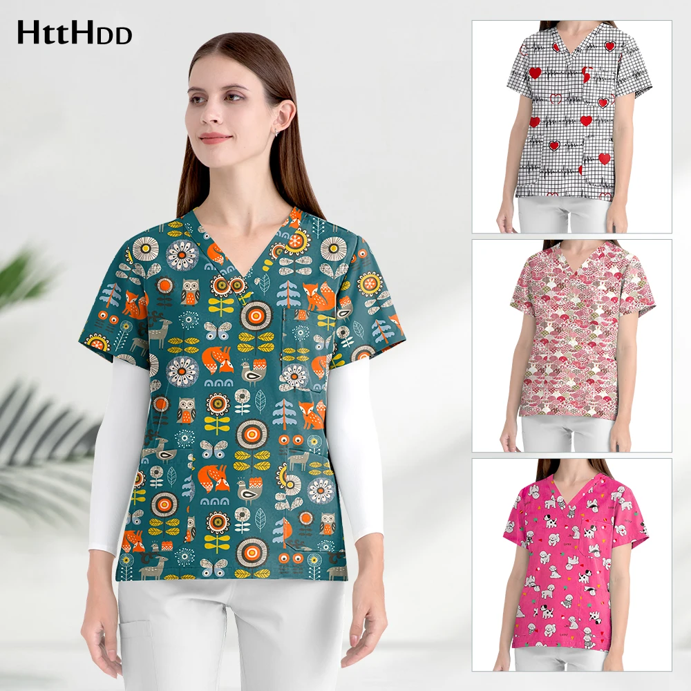 Hospital Scrubs Tops Fashionable V-neck Printed Workwear Women Men High Quality Cotton Medical Accessories Nursing Surgery Scrub
Hospital Scrubs Tops Fashionable V-neck Printed Workwear Women Men High Quality Cotton Medical Accessories Nursing Surgery Scrub