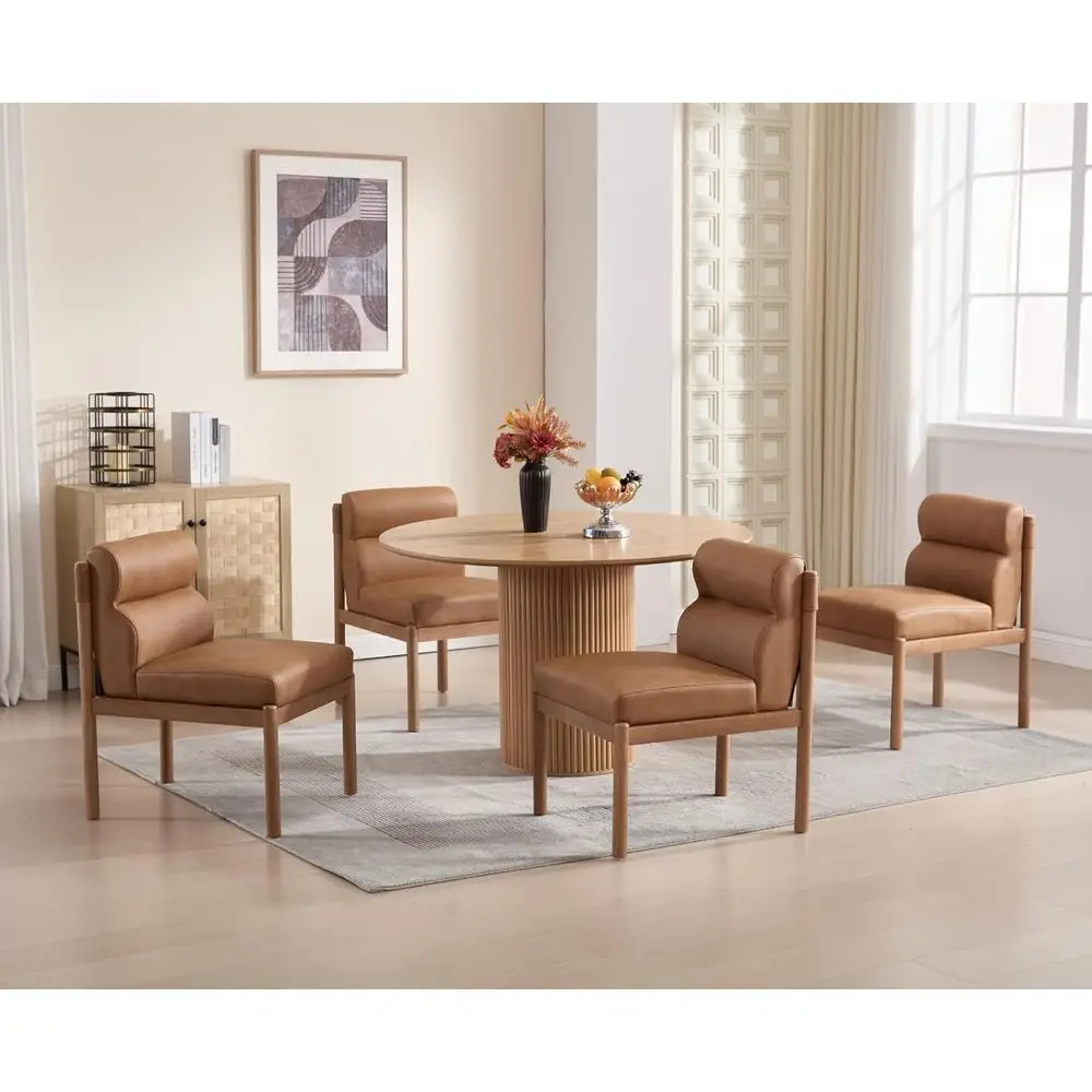 4-Piece Upholstered Dining Chairs, Century Style Comfort, Leather, Solid Wood, Brown
4-Piece Upholstered Dining Chairs, Century Style Comfort, Leather, Solid Wood, Brown