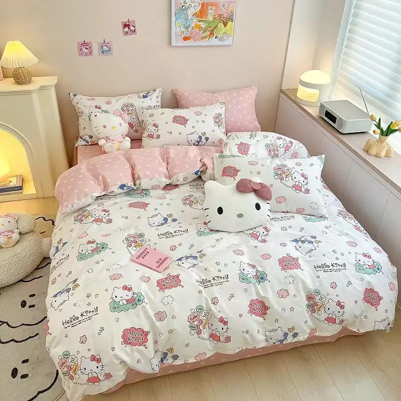 Hello Kitty Kawaii Sanrio Cartoon The Bed Supplies 4Piece Set Bedroom Dormitory Sheet Quilt Cover Soft Comfortable Life Supplies
Hello Kitty Kawaii Sanrio Cartoon The Bed Supplies 4Piece Set Bedroom Dormitory Sheet Quilt Cover Soft Comfortable Life Supplies