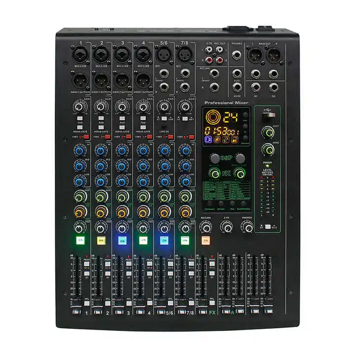 Professional 8-Channel USB Stereo DJ Mixer Audio Recording Console For Live Sound And Music
Professional 8-Channel USB Stereo DJ Mixer Audio Recording Console For Live Sound And Music