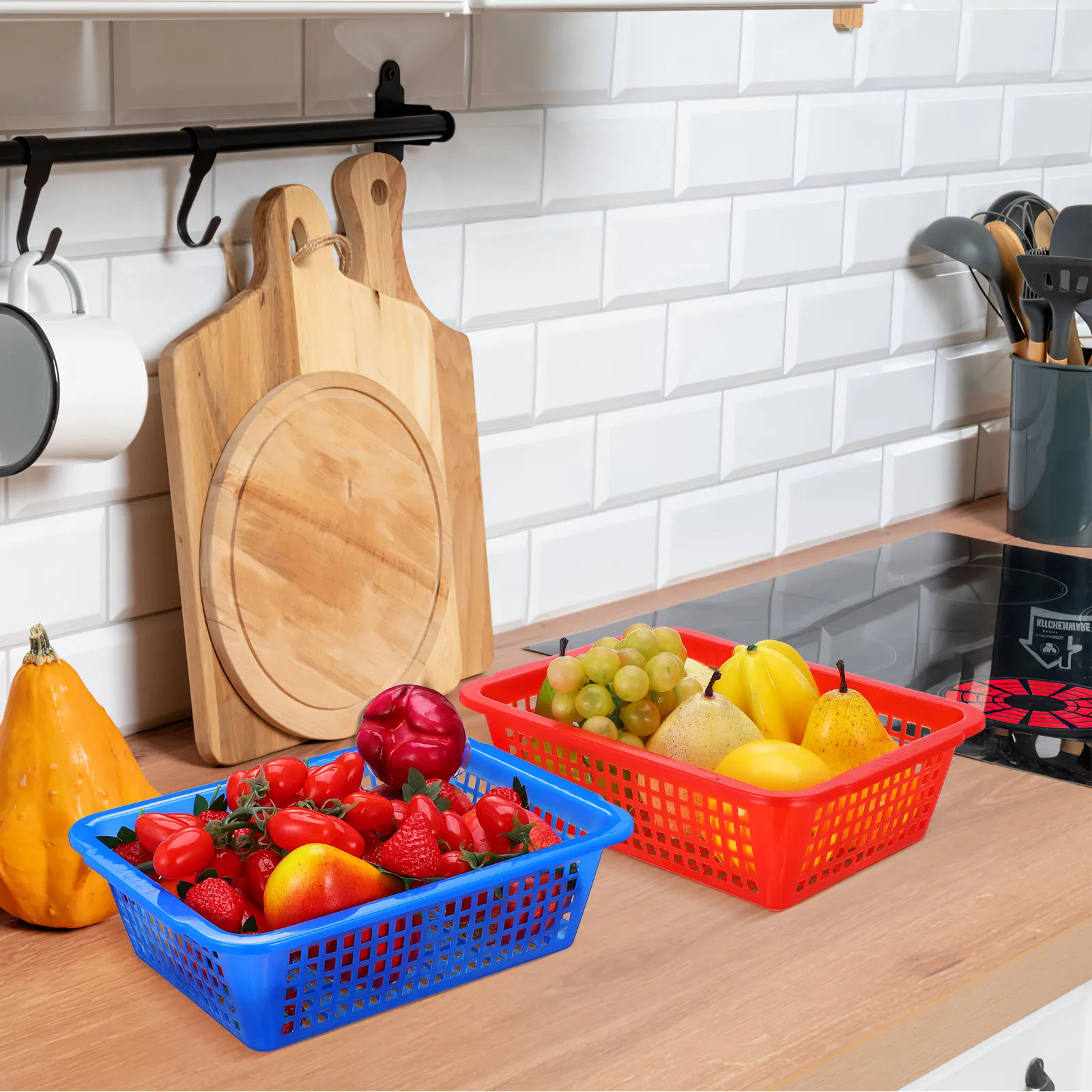 4pcs Plastic Kitchen Fruit Container Baskets Drainage Design Multi-Functional Kitchen Fruit Vegetable Basket Rectangular
4pcs Plastic Kitchen Fruit Container Baskets Drainage Design Multi-Functional Kitchen Fruit Vegetable Basket Rectangular