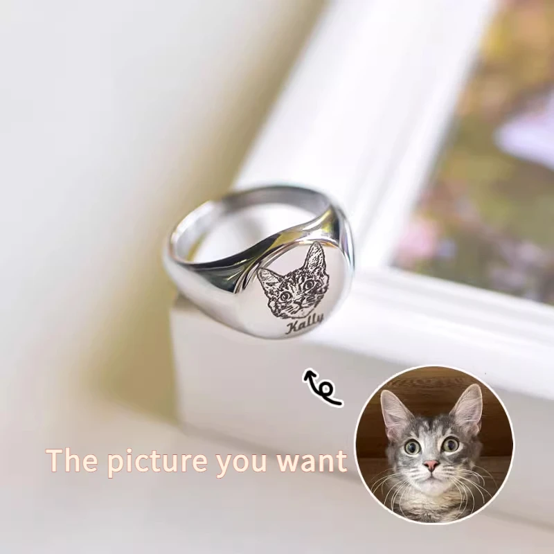 Titanium Steel Customized Pet Souvenir Ring - Cat & Dog Portrait with Name Titanium Steel Jewelry Gift for Pet Lovers
Titanium Steel Customized Pet Souvenir Ring - Cat & Dog Portrait with Name Titanium Steel Jewelry Gift for Pet Lovers
