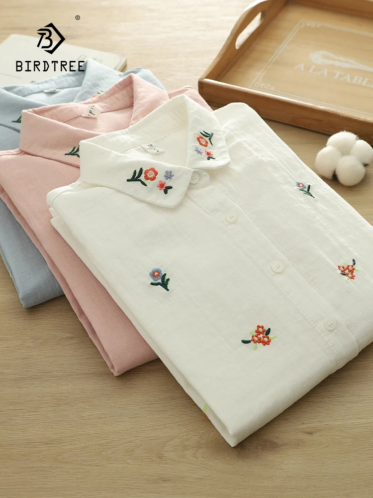 New 2025 Spring Cotton Yarn Long Sleeve Shirt, Women Turn-down Collar Floral Embroidery, Mori Girl Casual Loose Blouse T52521CC
New 2025 Spring Cotton Yarn Long Sleeve Shirt, Women Turn-down Collar Floral Embroidery, Mori Girl Casual Loose Blouse T52521CC