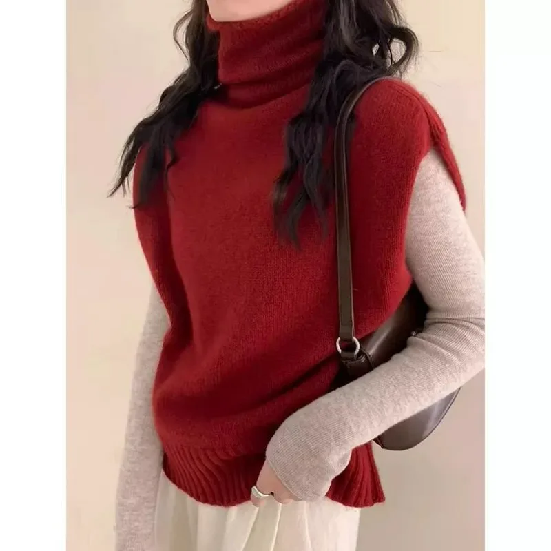 2024 Autumn New Simple Solid Color Turtleneck Sweater Vest Fashion Temperament Versatile Sleeveless Inner Wear Top
2024 Autumn New Simple Solid Color Turtleneck Sweater Vest Fashion Temperament Versatile Sleeveless Inner Wear Top