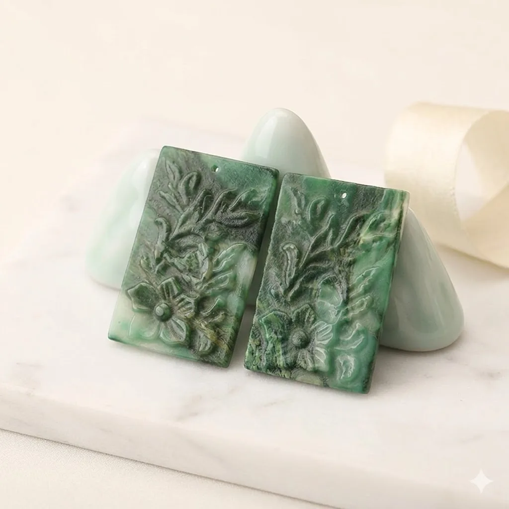 Natural African Jade Flower Carving Pendant Beads Gemstone 35x22x3mm DIY Earring & Pendant Making Supplies Pair Set
Natural African Jade Flower Carving Pendant Beads Gemstone 35x22x3mm DIY Earring & Pendant Making Supplies Pair Set