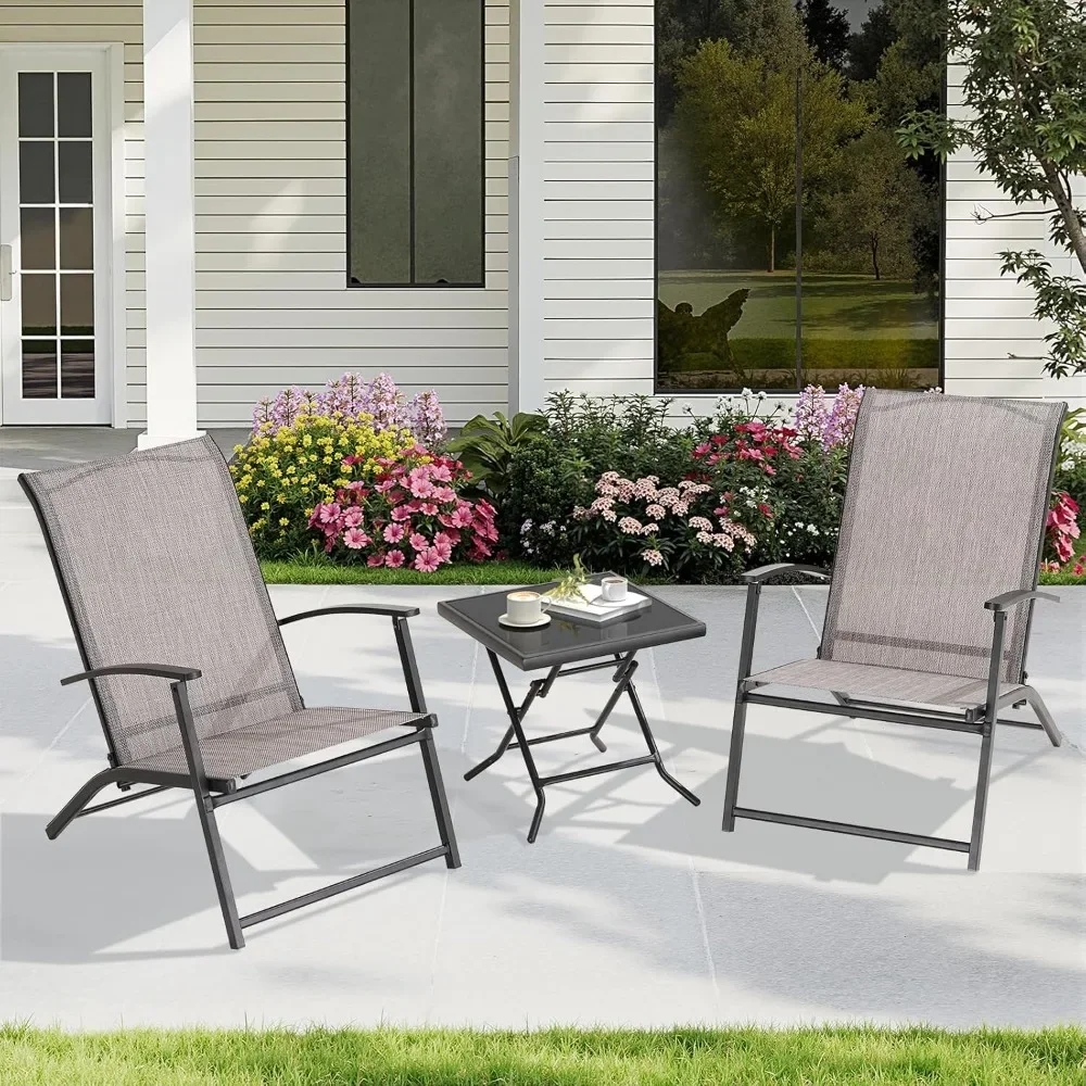 3 Piece Folding Chairs Set of 2 with Side Table, No Assembly Chair Textilene Patio Set Outdoor Folding Chairs for Fire Pit Garde
3 Piece Folding Chairs Set of 2 with Side Table, No Assembly Chair Textilene Patio Set Outdoor Folding Chairs for Fire Pit Garde
