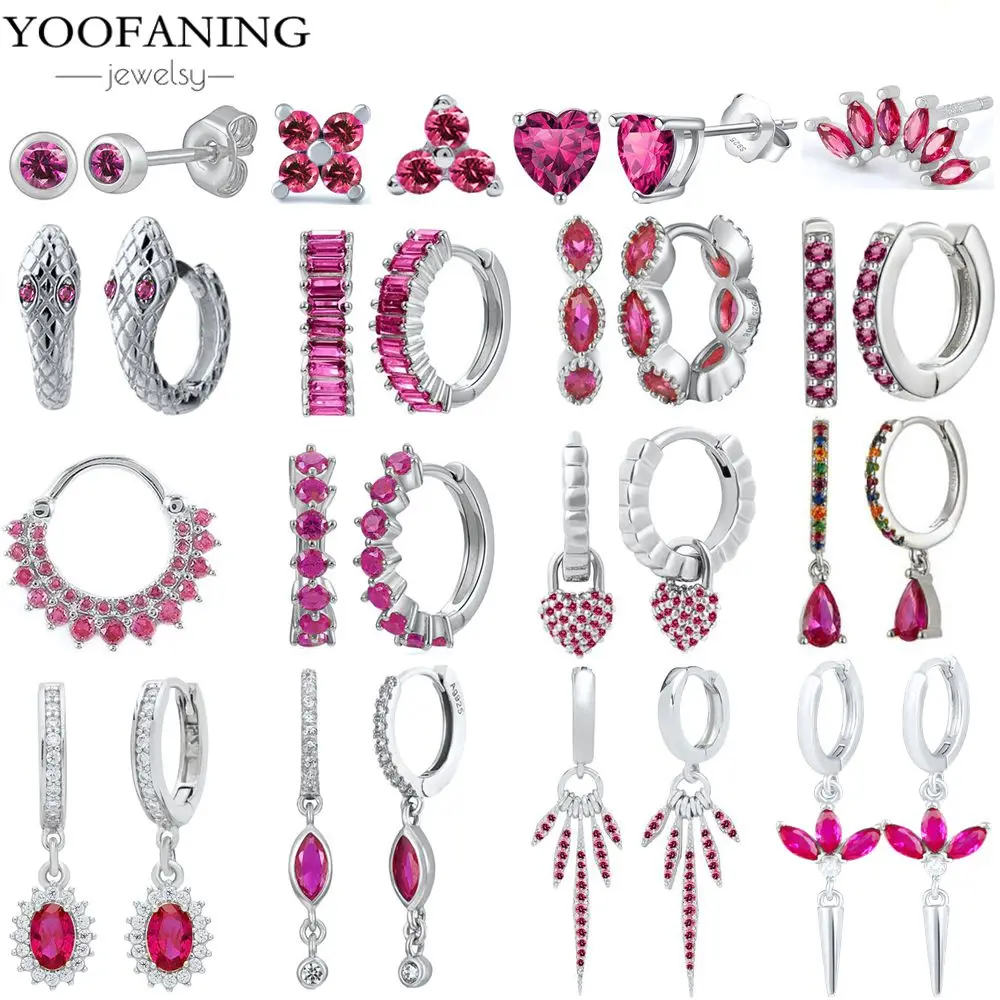 Romantic Rose Red Zircon Women's Small Ring Earrings 925 Sterling Silver Needle Rose Red Series Pendant Earrings Jewelry Gifts
Romantic Rose Red Zircon Women's Small Ring Earrings 925 Sterling Silver Needle Rose Red Series Pendant Earrings Jewelry Gifts