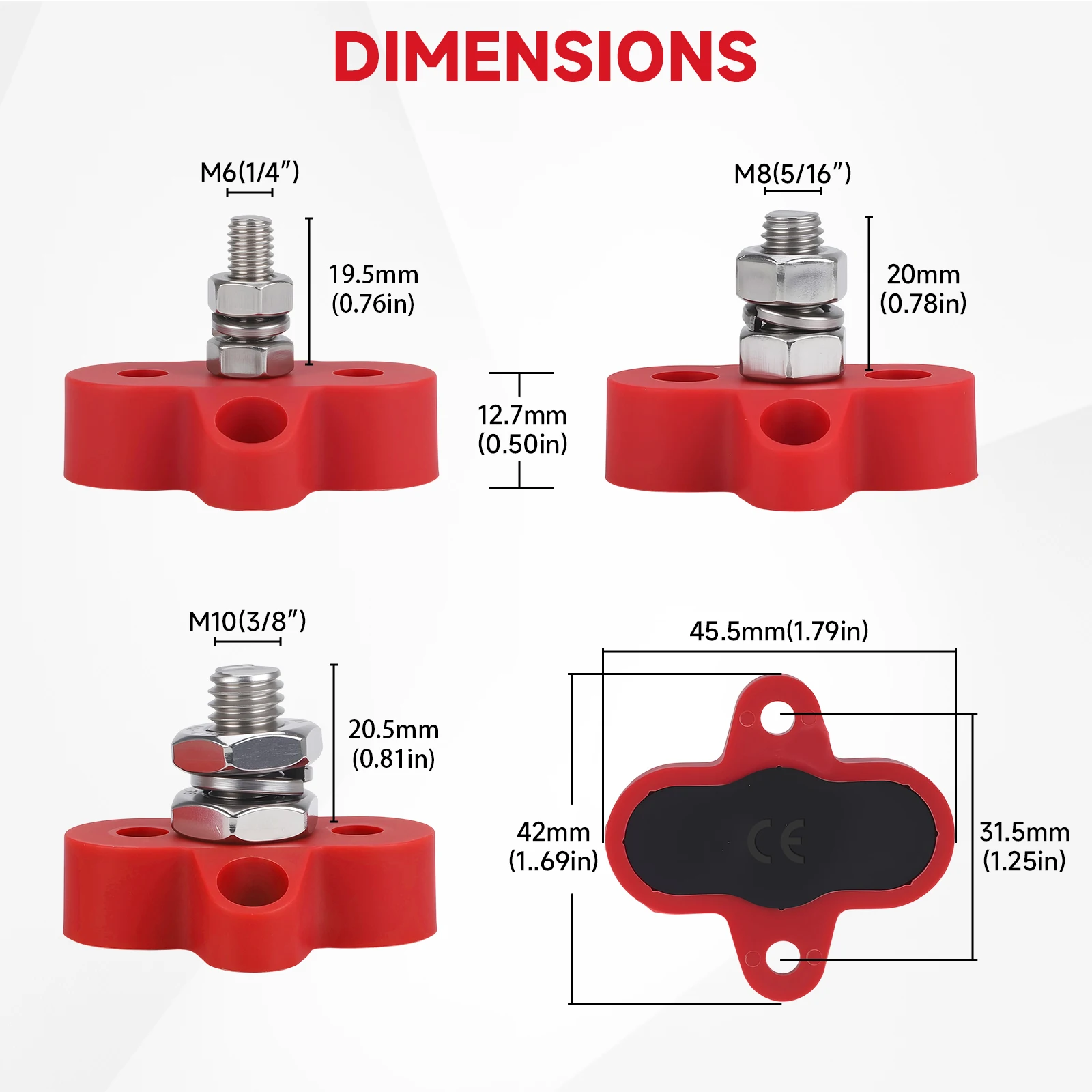 CNSPEED 12V 150A Красный Черный Одинарные клеммные винты x2 M6 M8 M10 Шинная планка для автолодки Морская солнечная система Положительный DC Медь
CNSPEED 12V 150A Красный Черный Одинарные клеммные винты x2 M6 M8 M10 Шинная планка для автолодки Морская солнечная система Положительный DC Медь