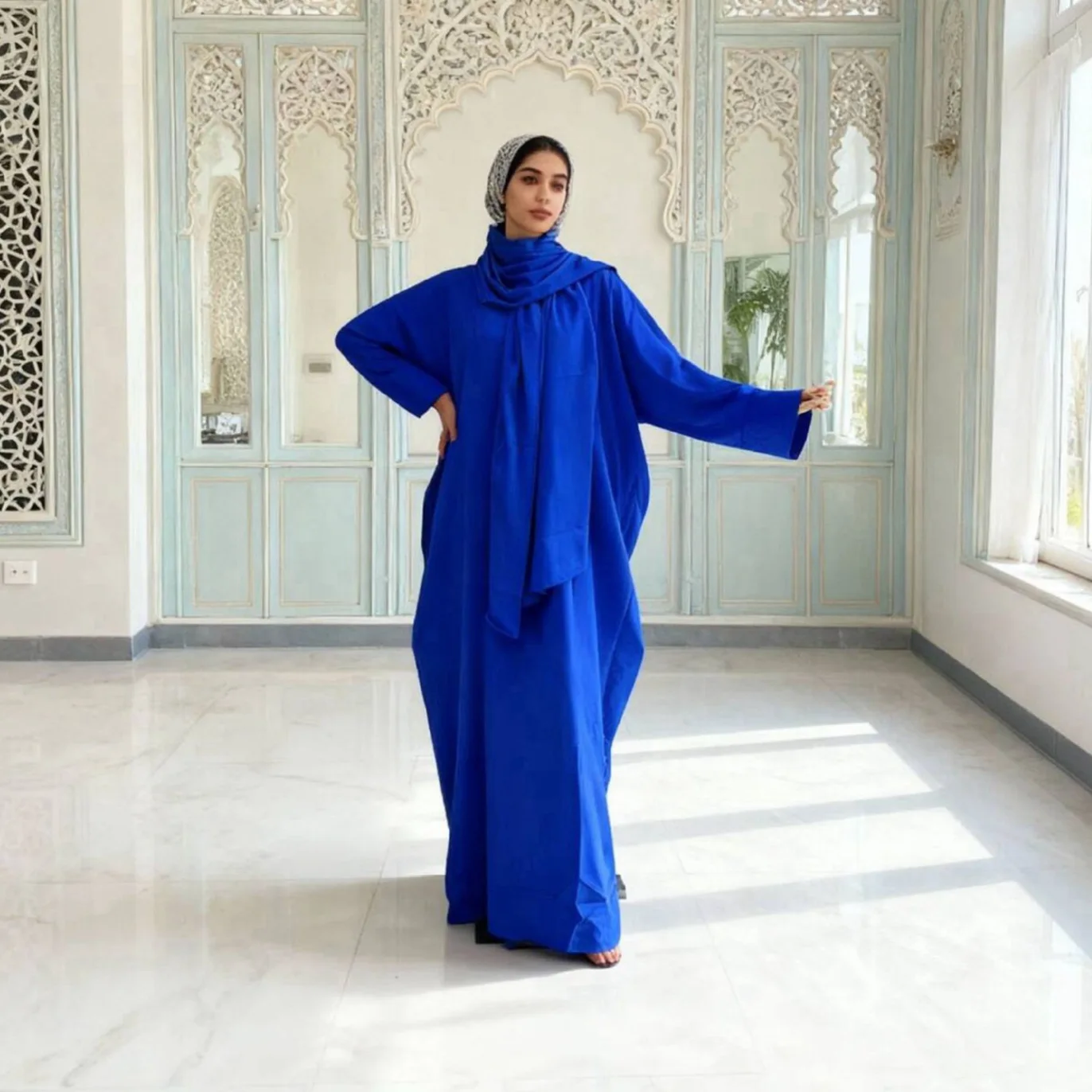 Праздничное платье-абайя для женщин, хиджаб, платья-джалабия, мусульманские платья для Рамадана, Дубай, с рукавами «летучая мышь», головной убор, длинное платье, исламские платья, кафтан
Праздничное платье-абайя для женщин, хиджаб, платья-джалабия, мусульманские платья для Рамадана, Дубай, с рукавами «летучая мышь», головной убор, длинное платье, исламские платья, кафтан