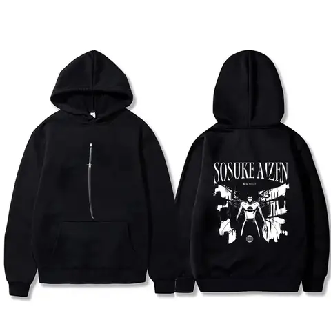 Anime Bleach Aizen Sousuke Graphic Hoodie Men Women Casual Oversized Hooded Sweatshirt Unisex Fashion Trend Hoodies Streetwear