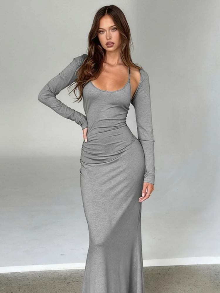 FDYOUI Woman Clothing Halter Lace-up Backless Solid Long Dress 2 Piece Set Long Sleeve Super-short Tops+dresses Suit Streetwear
FDYOUI Woman Clothing Halter Lace-up Backless Solid Long Dress 2 Piece Set Long Sleeve Super-short Tops+dresses Suit Streetwear