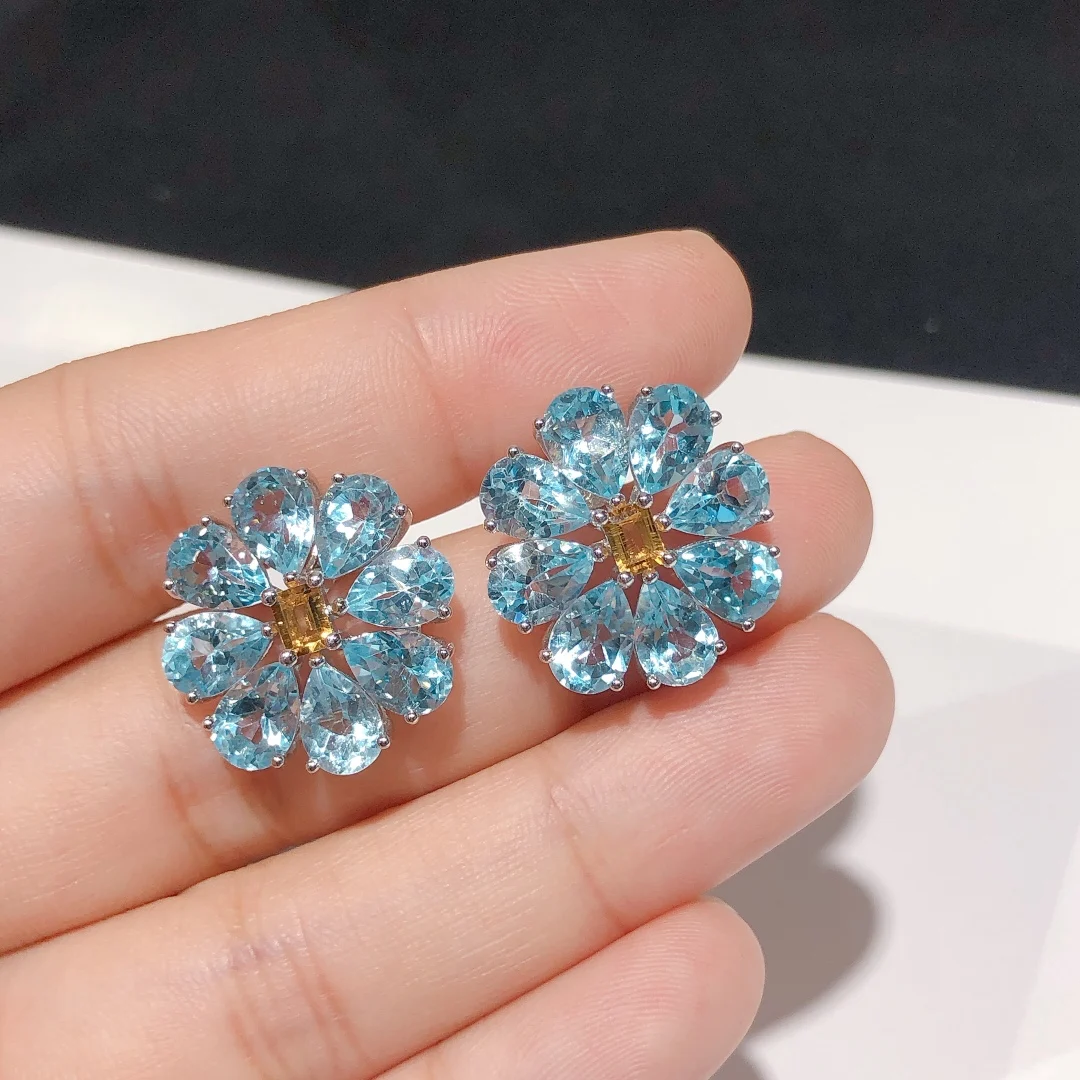 Elegant SunFlower Feather Natural Topaz Earrings for Women 925 Sterling Silver Stud Earring Wedding Party Fine Jewelry Wholesale
Elegant SunFlower Feather Natural Topaz Earrings for Women 925 Sterling Silver Stud Earring Wedding Party Fine Jewelry Wholesale