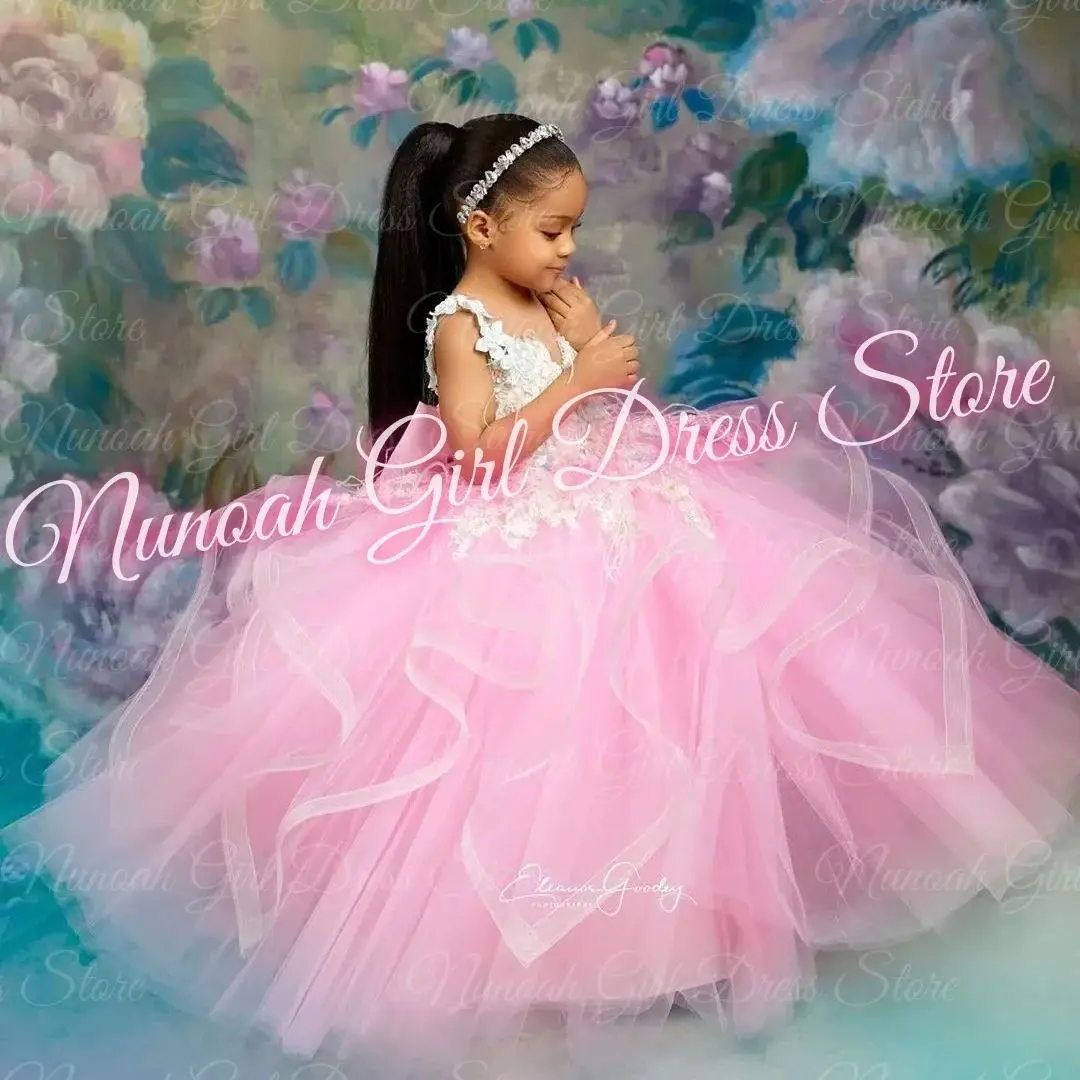 Pink Tulle Flower Girl Dresses for Wedding Lace Appliques Sleeveless Girl Gown for Photoshoot First Communion Gowns Customized
Pink Tulle Flower Girl Dresses for Wedding Lace Appliques Sleeveless Girl Gown for Photoshoot First Communion Gowns Customized