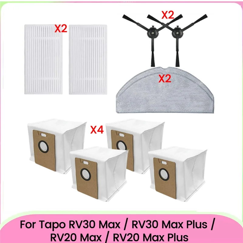 10PCS For Tapo RV30 Max /RV30 Max Plus /RV20 Max /RV20 Max Plus Vacuum Parts Filters Mop Cloths Side Brush Dust Bagsabkw
10PCS For Tapo RV30 Max /RV30 Max Plus /RV20 Max /RV20 Max Plus Vacuum Parts Filters Mop Cloths Side Brush Dust Bagsabkw