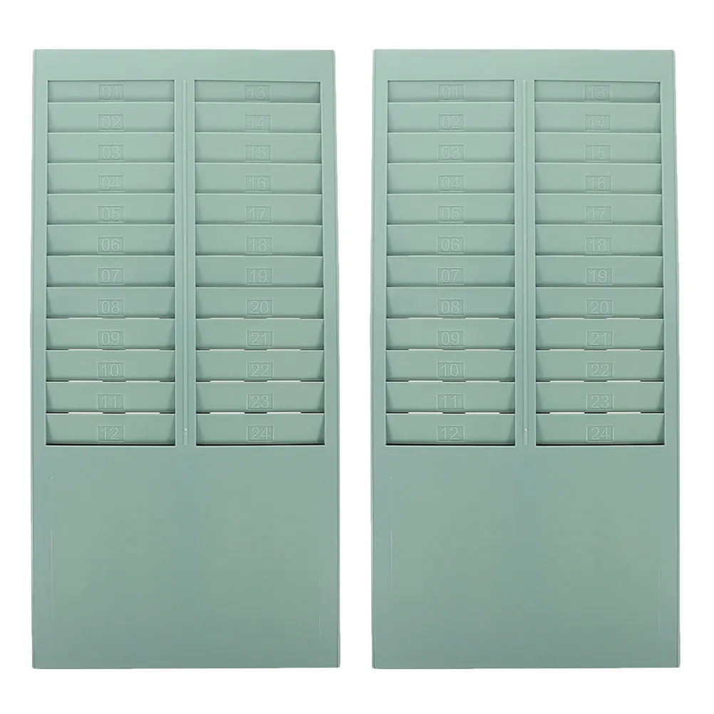 2Pcs 24-Slot Attendance Cards Wall Pocket Plastic Time Card Rack Vertical Desktop Or Wall Mounted for Office Efficiency Time