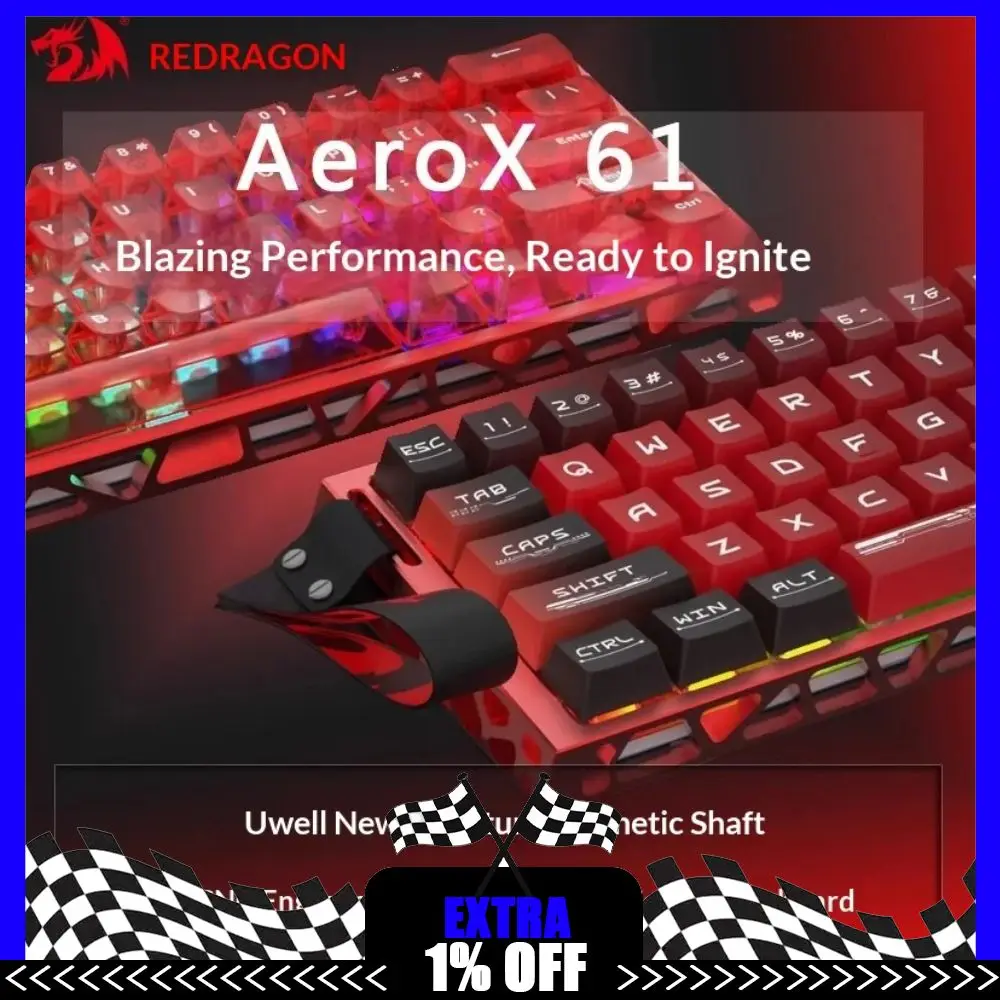 REDRAGON AEROX61 Wired Magnetic Switch Mechanical Keyboard with 0 Dead Zone Aluminum Alloy Pile RGPPC Gaming Esports Keyboard
REDRAGON AEROX61 Wired Magnetic Switch Mechanical Keyboard with 0 Dead Zone Aluminum Alloy Pile RGPPC Gaming Esports Keyboard