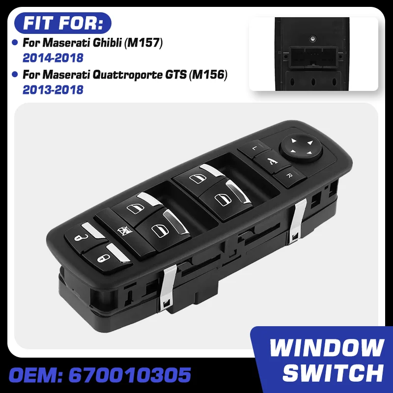 Car Window Control Switch Master Button For Maserati Ghibli M157 Maserati Quattroporte GTS M156 MK6 2013-2018 670010305 3 Pins
Car Window Control Switch Master Button For Maserati Ghibli M157 Maserati Quattroporte GTS M156 MK6 2013-2018 670010305 3 Pins