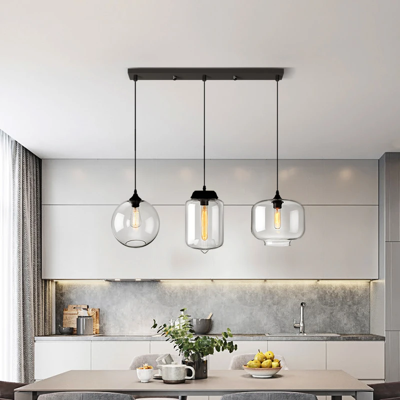 Minimalist Retro LED E27 Glass Pendant Light Dining Room Chandelier Creative Nordic Transparent Lampshade for Restaurant Light
Minimalist Retro LED E27 Glass Pendant Light Dining Room Chandelier Creative Nordic Transparent Lampshade for Restaurant Light