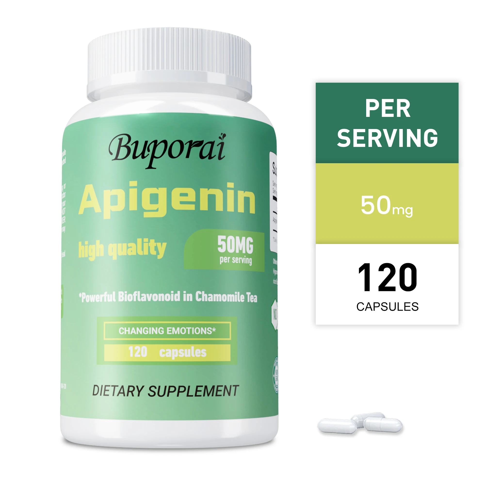 Apigenin Capsules - Antioxidant, Improved Cognitive Function, Reduces Stress, Improves Mood and Sleep Quality, Skin Health
Apigenin Capsules - Antioxidant, Improved Cognitive Function, Reduces Stress, Improves Mood and Sleep Quality, Skin Health