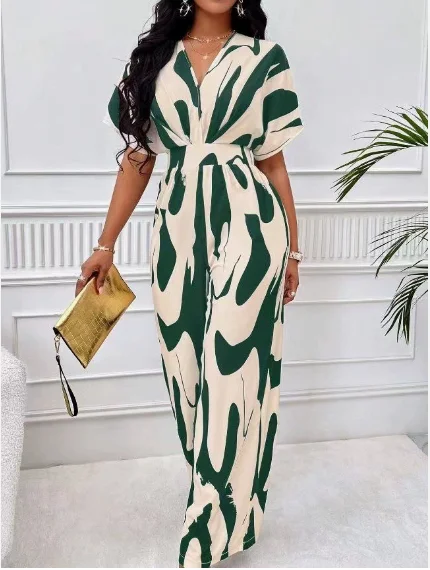 Women's Urban Romper Bodysuit 2025 Spring Summer Latest Elegant V-Neck Full Body Printed Bat Sleeve Wide Sleeve Jumpsuit
Women's Urban Romper Bodysuit 2025 Spring Summer Latest Elegant V-Neck Full Body Printed Bat Sleeve Wide Sleeve Jumpsuit