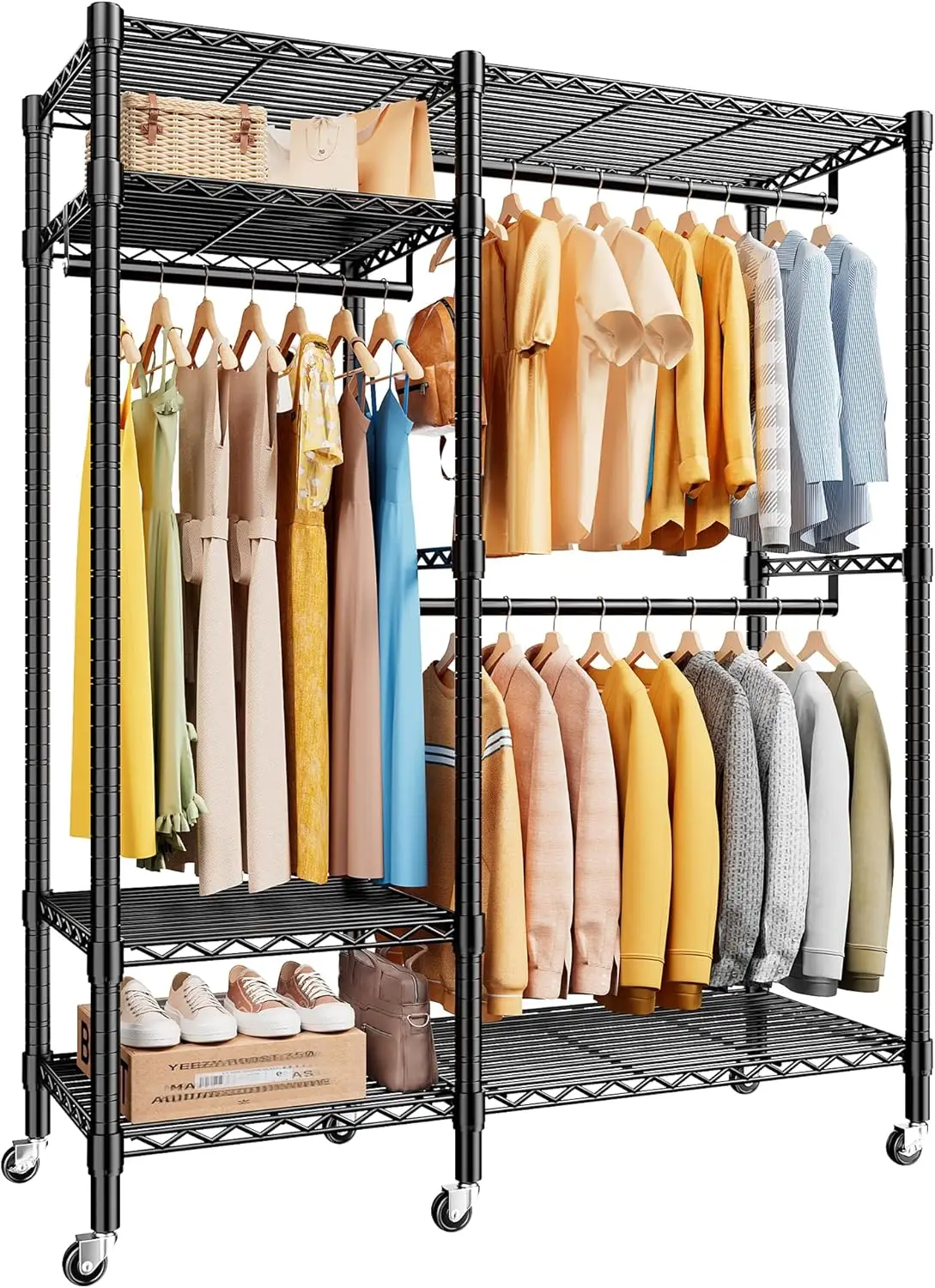 79" H Clothes Rack Heavy Duty with Wheels, Clothing Rack for Hanging Clothes Rolling Portable Closet, 45" Wx17 Dx79 H,Black
79" H Clothes Rack Heavy Duty with Wheels, Clothing Rack for Hanging Clothes Rolling Portable Closet, 45" Wx17 Dx79 H,Black