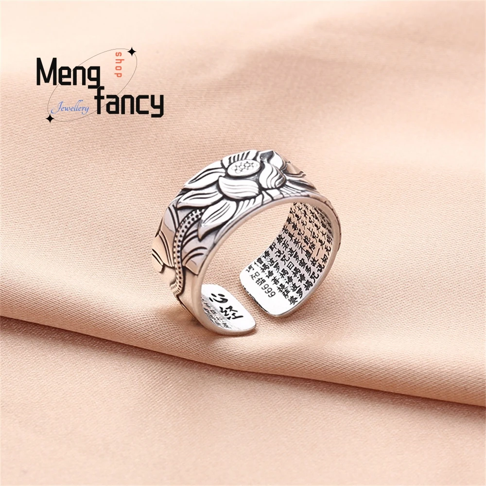 Lotus Heart Sutra Ring, Relief Prajna Heart Sutra Ring, Retro Chinese Style Fashion Jewelry Exquisite Elegant Handicraft Popular
Lotus Heart Sutra Ring, Relief Prajna Heart Sutra Ring, Retro Chinese Style Fashion Jewelry Exquisite Elegant Handicraft Popular
